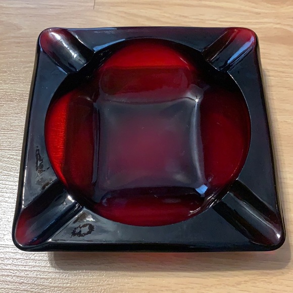 1960’s Anchor Hocking Ruby Red Glass Ashtray
